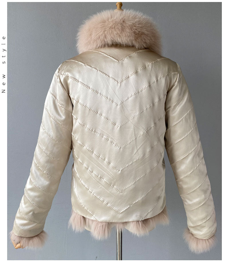 Reversible Knitted Real Fur Coats Silk Liner