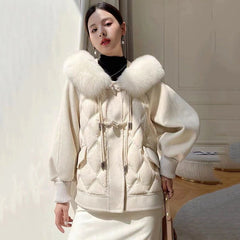 Cashmere Real  Fur Down Double Sided Loose Wool Coat