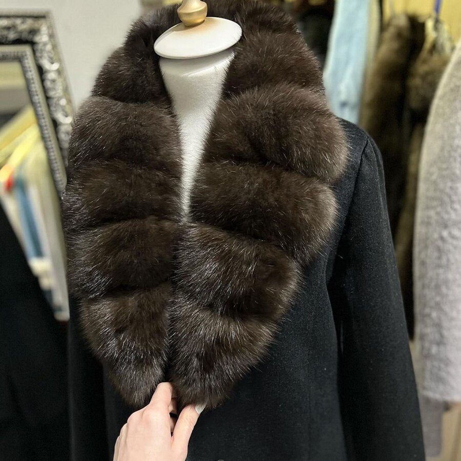 Cashmere Wool Coats X Long  Real Fur Collar