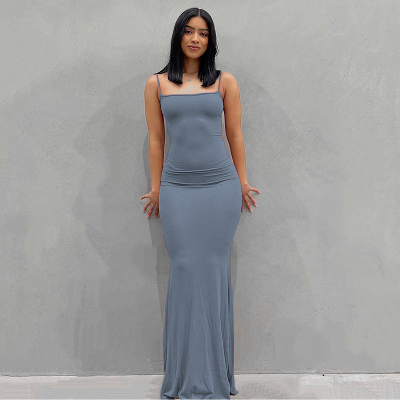 Strap Bodycon Solid Maxi Dress