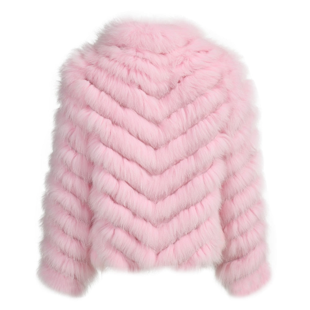 Reversible Knitted Real Fur Coats Silk Liner