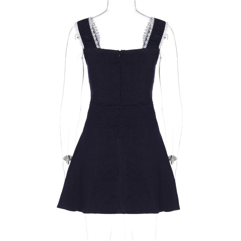 Black Doile Trim Mini Dress