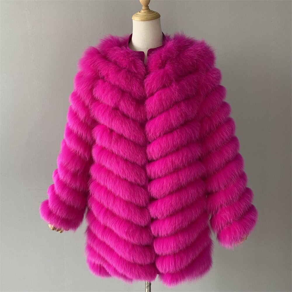 Reversible Real Fur Pattern Silk Lining Coats