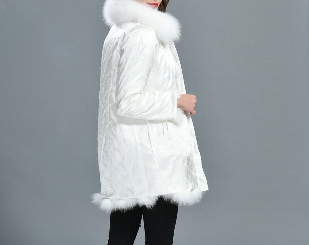 Reversible Real Fur Pattern Silk Lining Coats