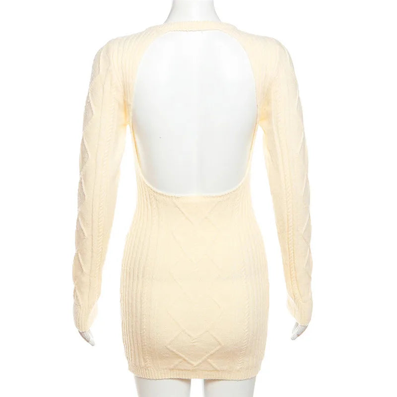 Knit Sweater Heart Cut-Out Mini Dress