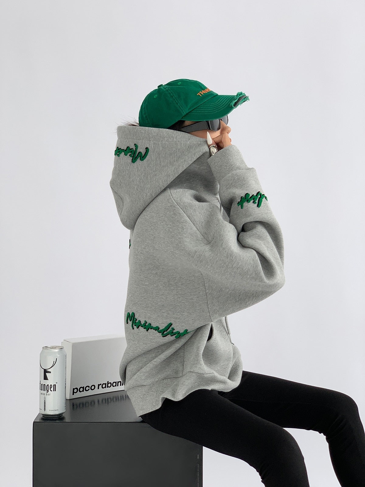 Knit Lettering Embroidery Hoddie