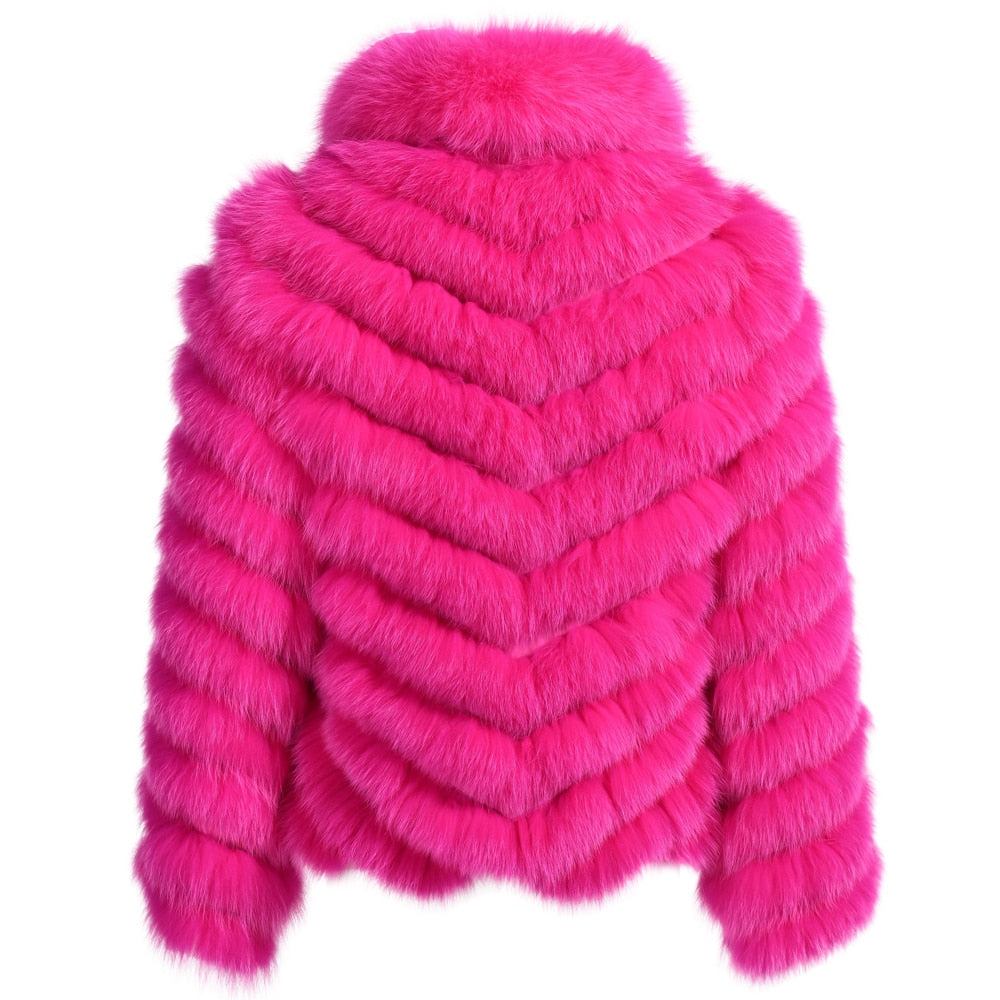 Reversible Knitted Real Fur Coats Silk Liner