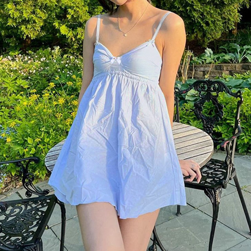 Blue Strap Baby Doll Mini Dress