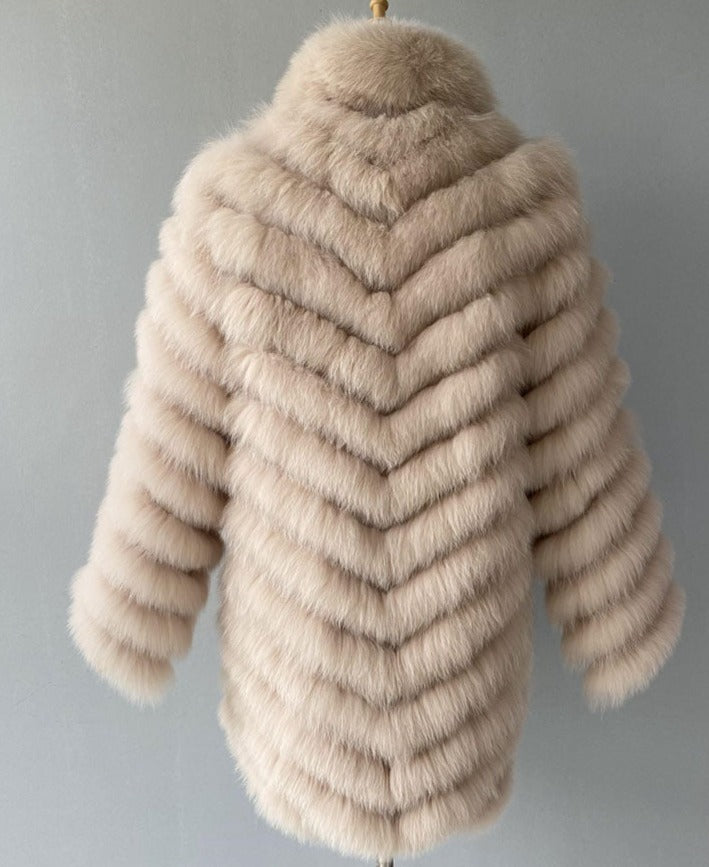 Reversible Real Fur Pattern Silk Lining Coats