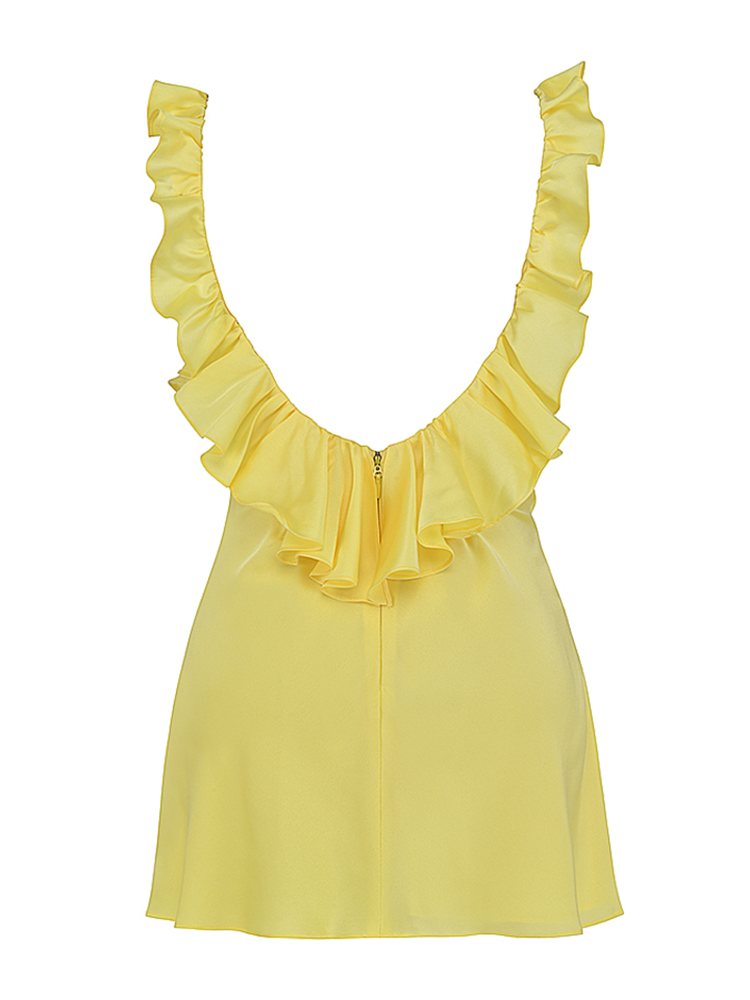 Satin Sleeveless Ruffle Vacays Mini Dress