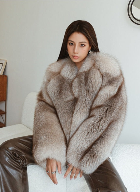 Fluffy Real Fox Fur Short Coats