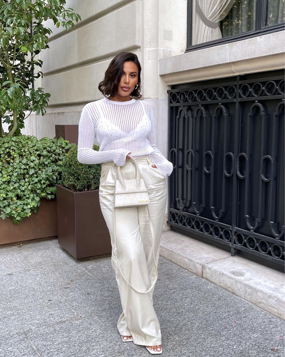 Striped See-Through Long Sleeve Top