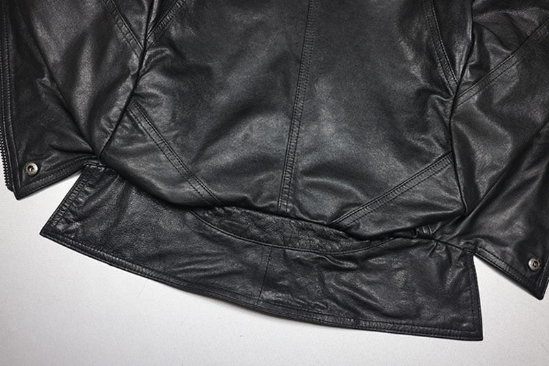 Genuine Leather Short Slim Moto Jacket