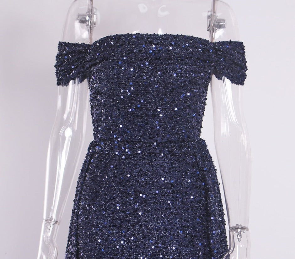 Sequin Detachable Train Floor-Length Dresses