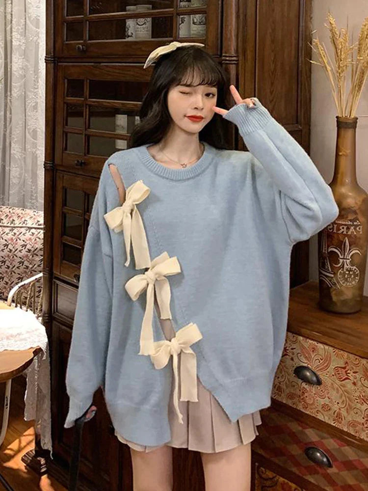 Large Bow Slit Sweater