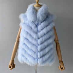 Reversible Knitted Real Fur Vests Silk Lining