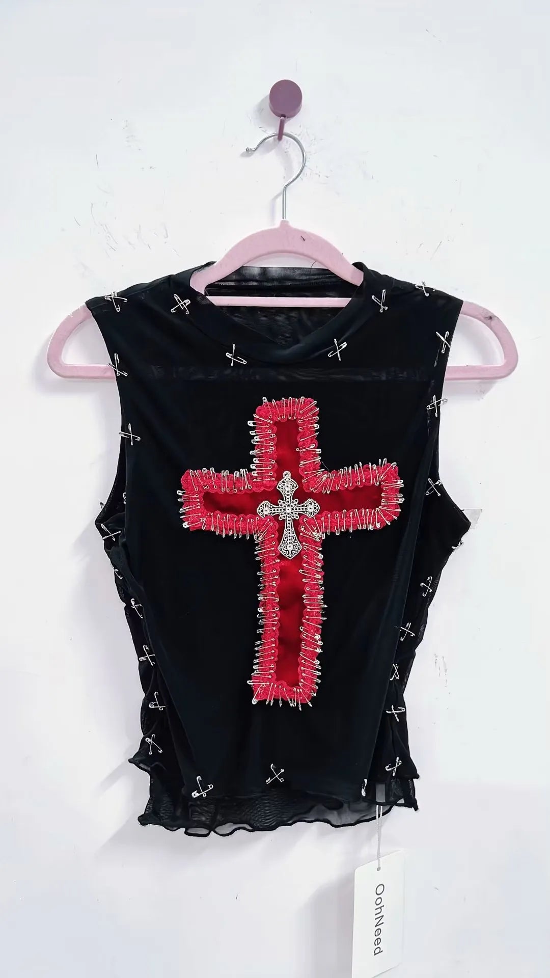 Black Cross Pins Tank Top