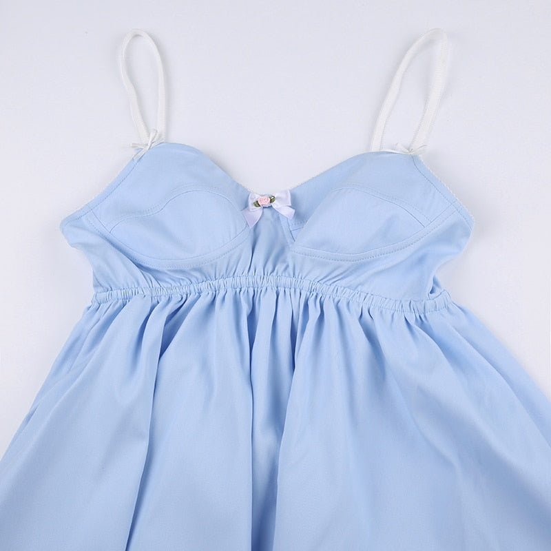 Blue Strap Baby Doll Mini Dress