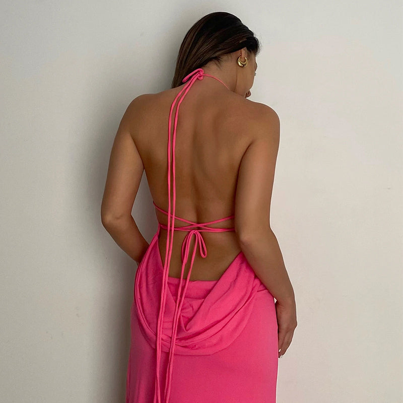 Backless Sleeveless Slit Maxi Dresses