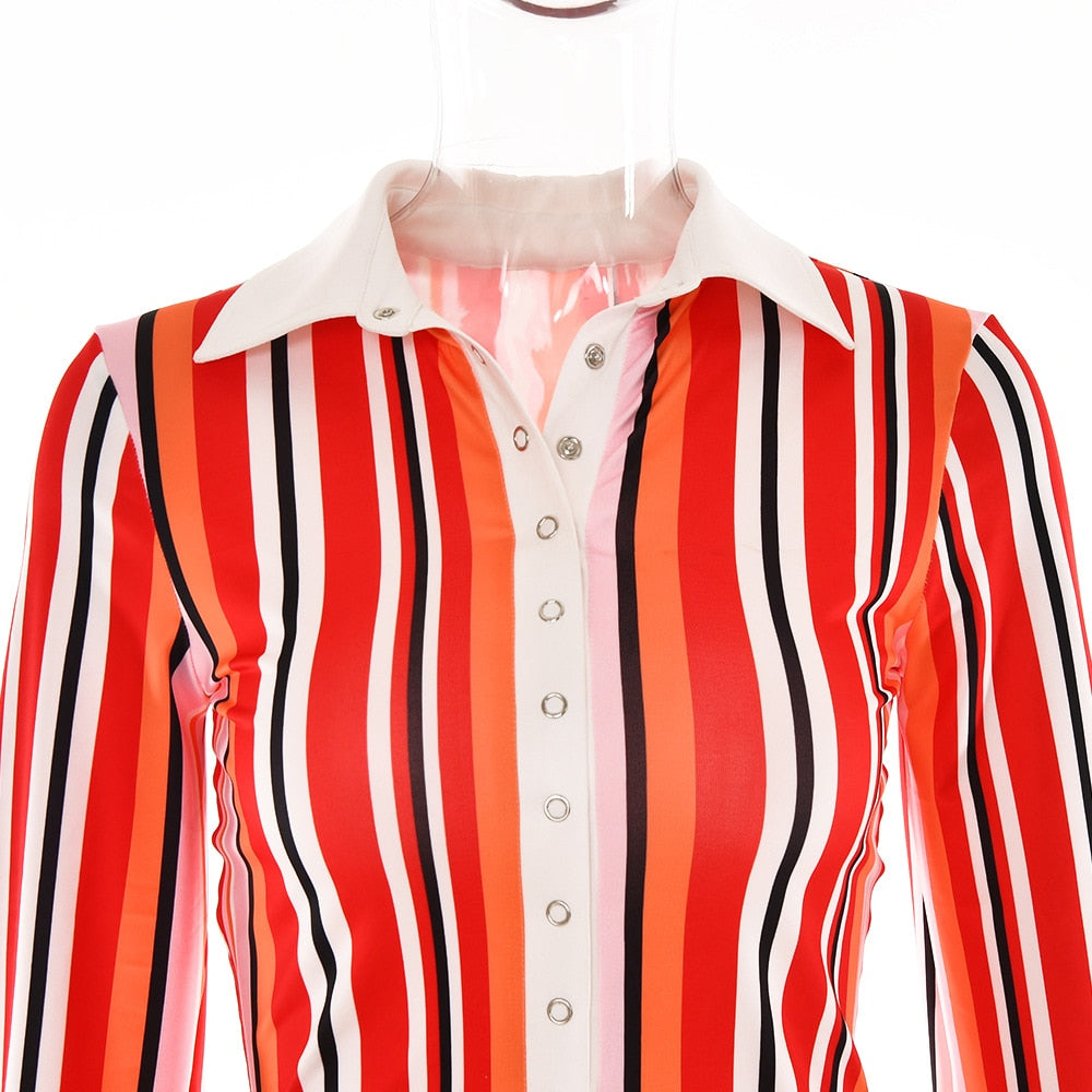 Collar Stripe Buttoned Shirt