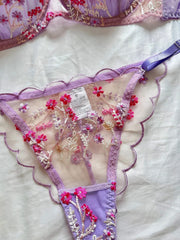 Purple Floral Lingerie Set