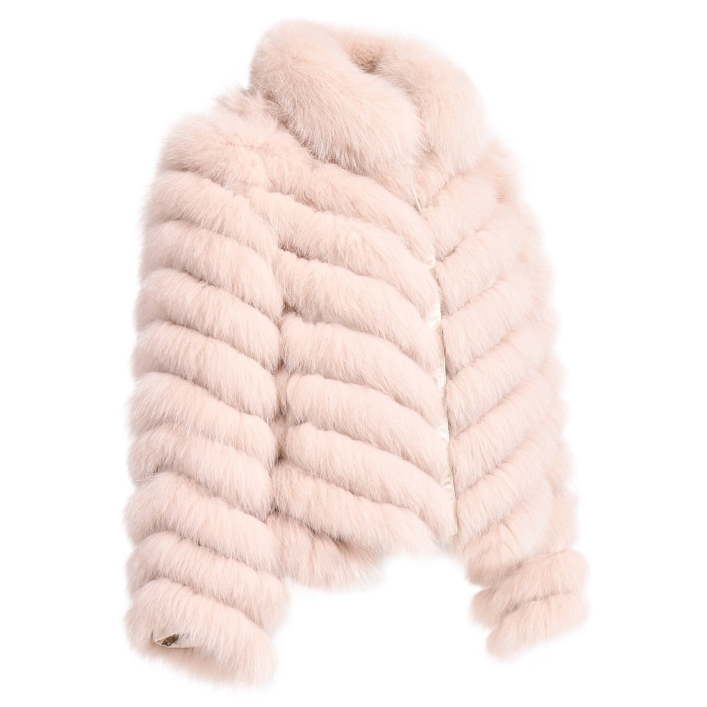 Reversible Knitted Real Fur Coats Silk Liner