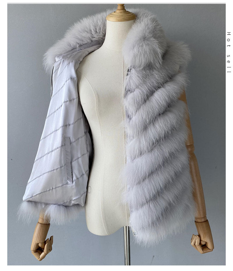 Reversible Knitted Real Fur Vests Silk Lining