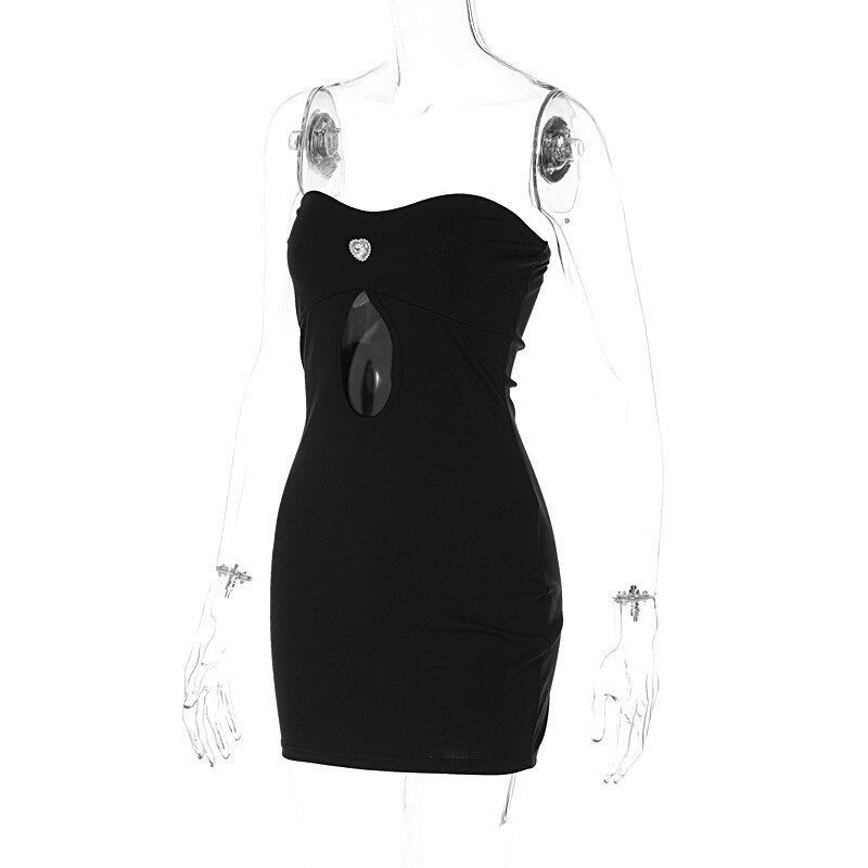 Black Tear Cut Out Tube Mini Dress