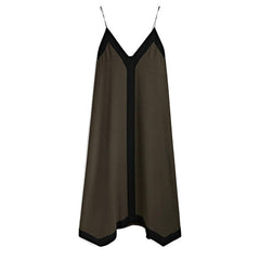 Two Tone V-neck Slip Maxi Dress