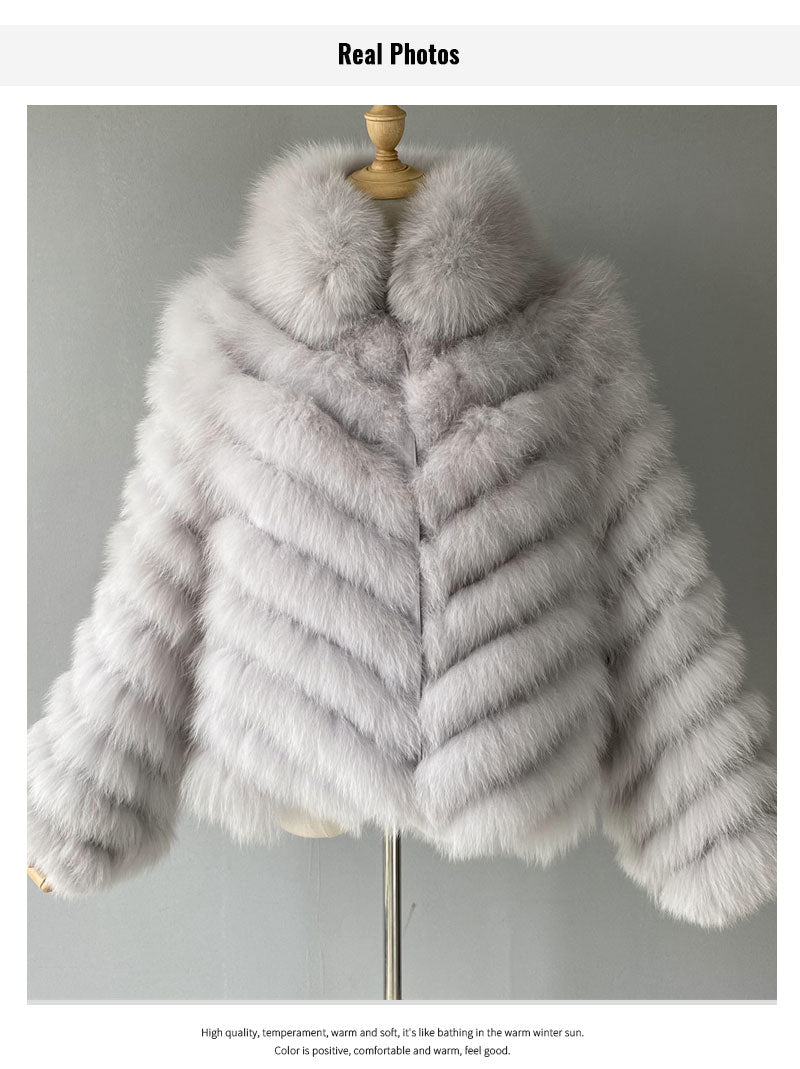 Reversible Knitted Real Fur Coats Silk Liner