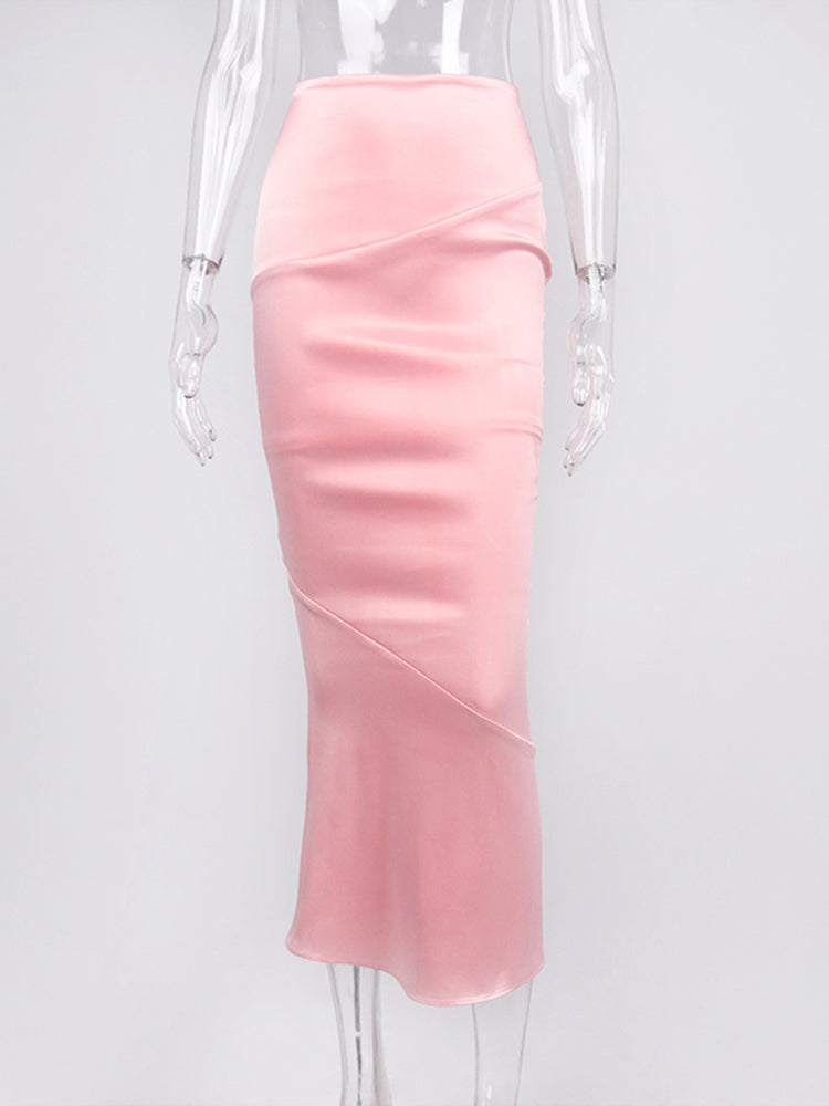 Satin Long Midi Skirt