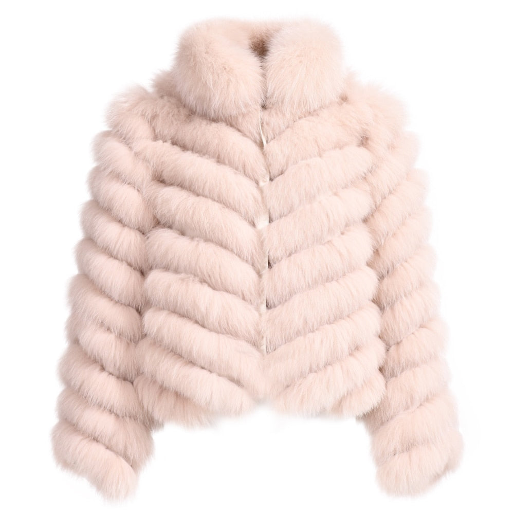 Reversible Knitted Real Fur Coats Silk Liner