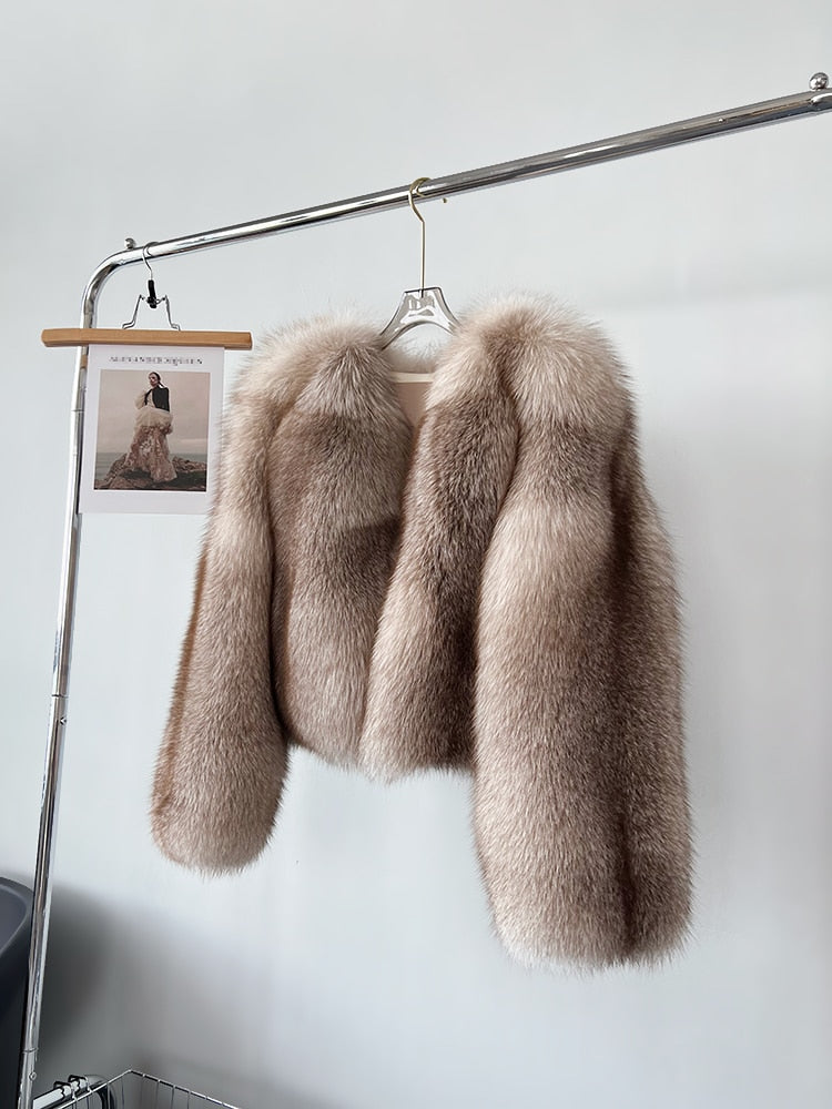 Fluffy Real Fox Fur Short Coats