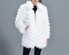 Reversible Real Fur Pattern Silk Lining Coats