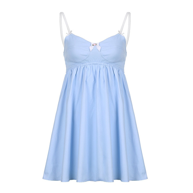 Blue Strap Baby Doll Mini Dress