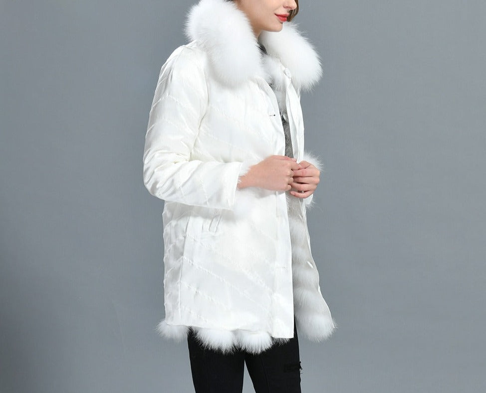 Reversible Real Fur Pattern Silk Lining Coats