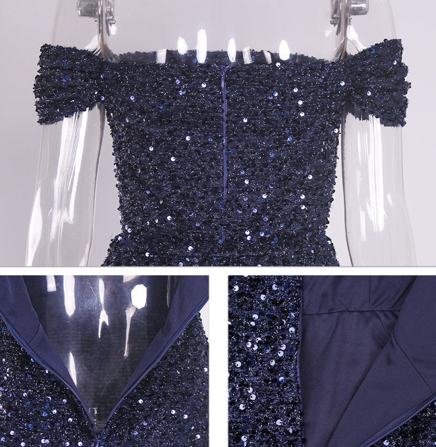 Sequin Detachable Train Floor-Length Dresses