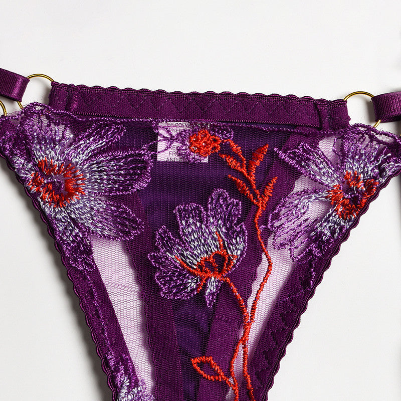 Purple Mesh Floral Detail 3-Piece Set