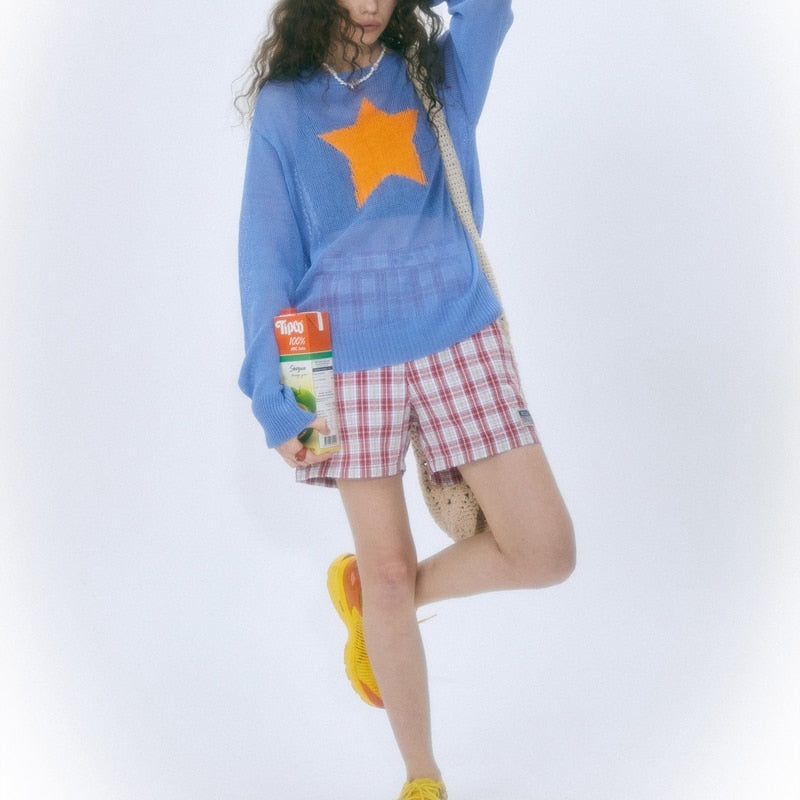 Knit Mesh Star Logo Sweater