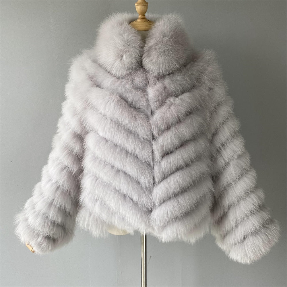 Reversible Knitted Real Fur Coats Silk Liner