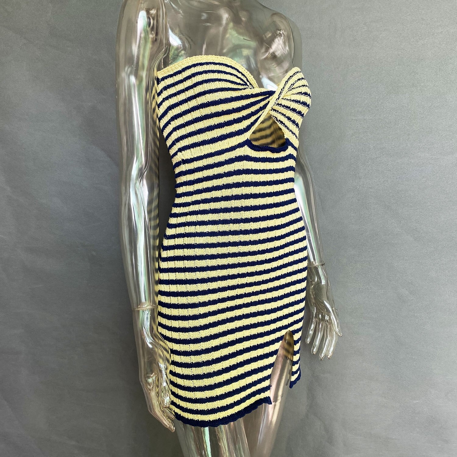 Knitted Stripe Tube Twist Dress