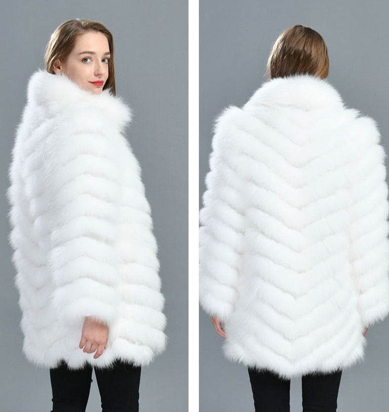 Reversible Real Fur Pattern Silk Lining Coats