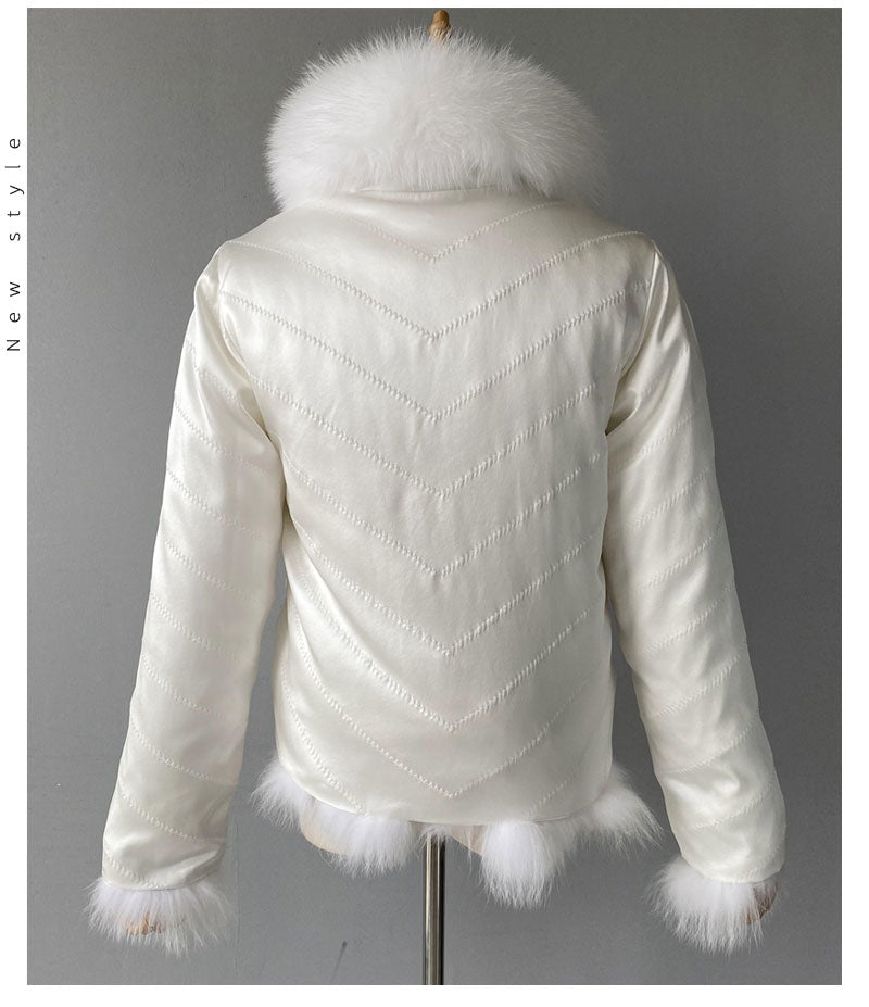 Reversible Knitted Real Fur Coats Silk Liner