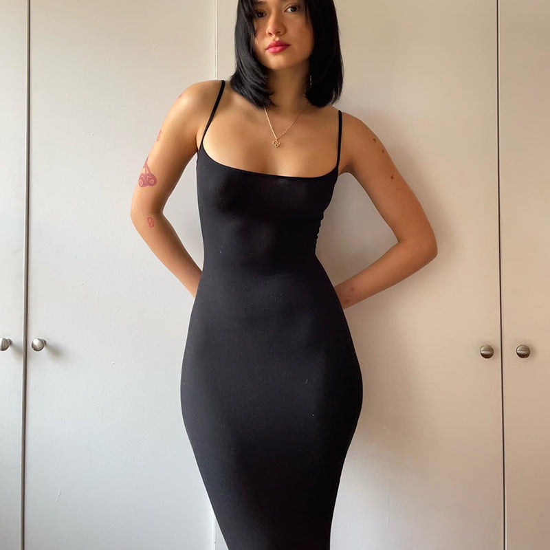 Strap Bodycon Solid Maxi Dress