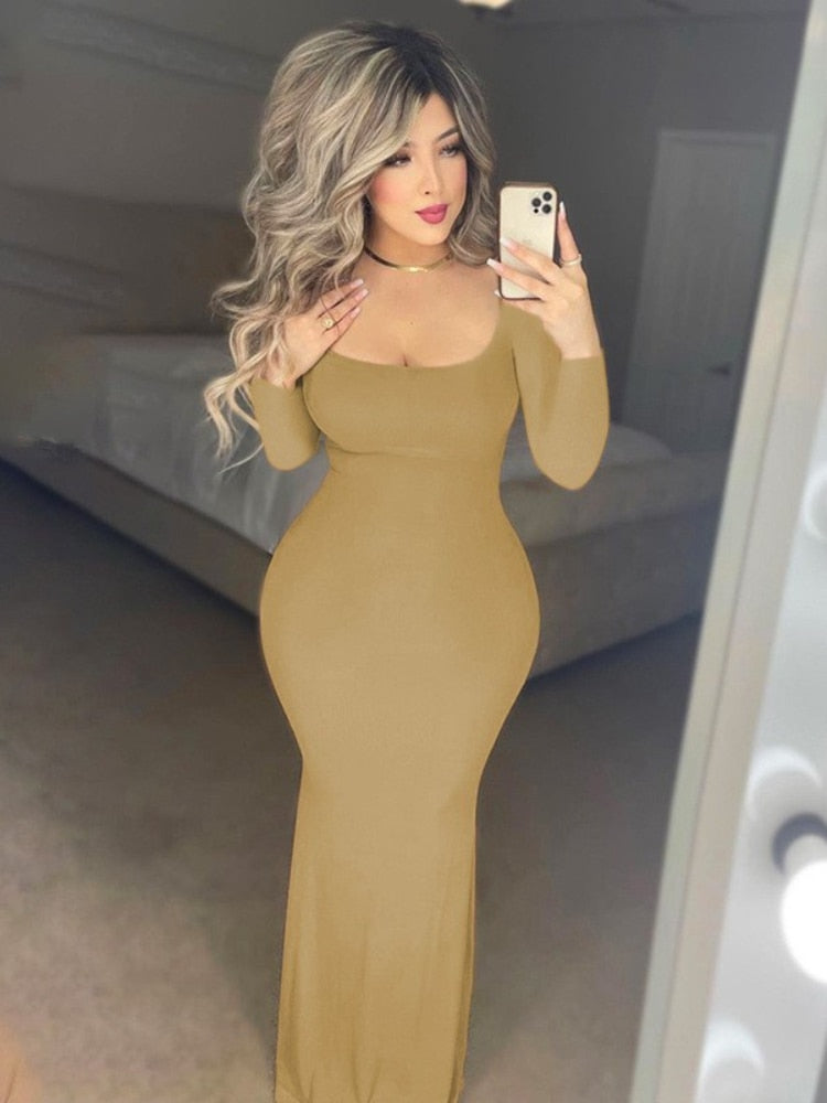 Strap Bodycon Solid Maxi Dress