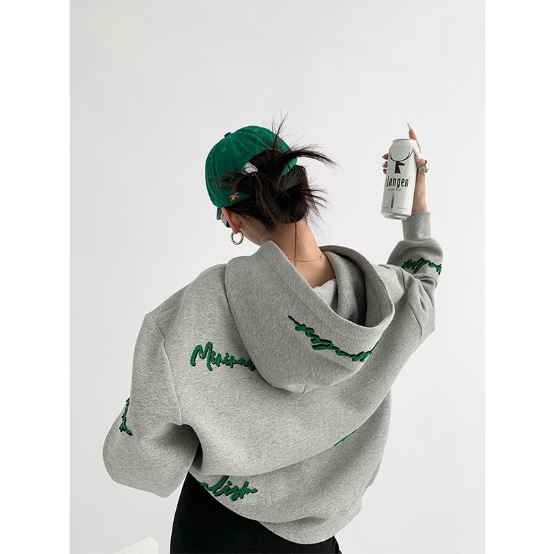 Knit Lettering Embroidery Hoddie