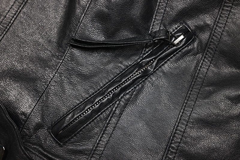 Genuine Leather Short Slim Moto Jacket