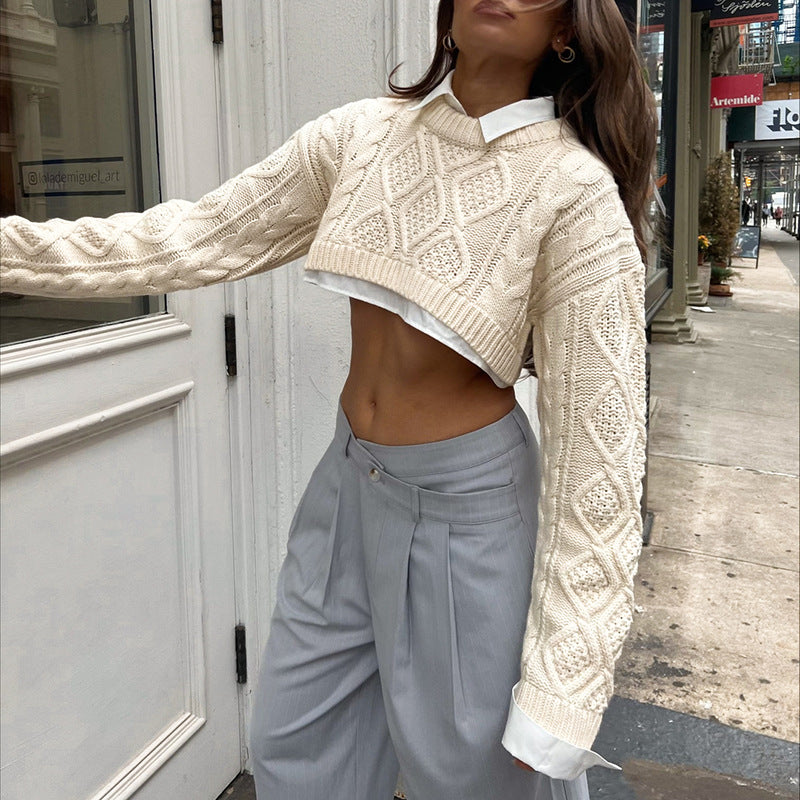 Cable Knit Cropped Sweater