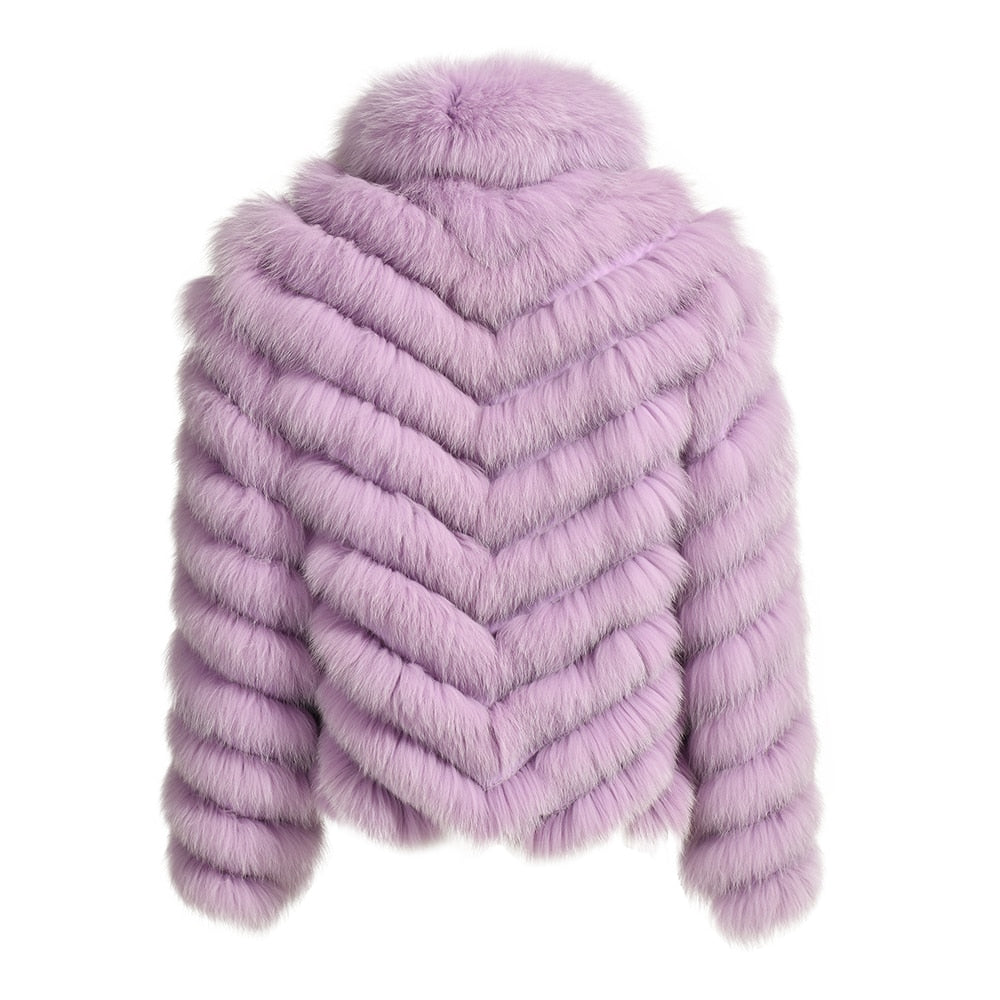 Reversible Knitted Real Fur Coats Silk Liner