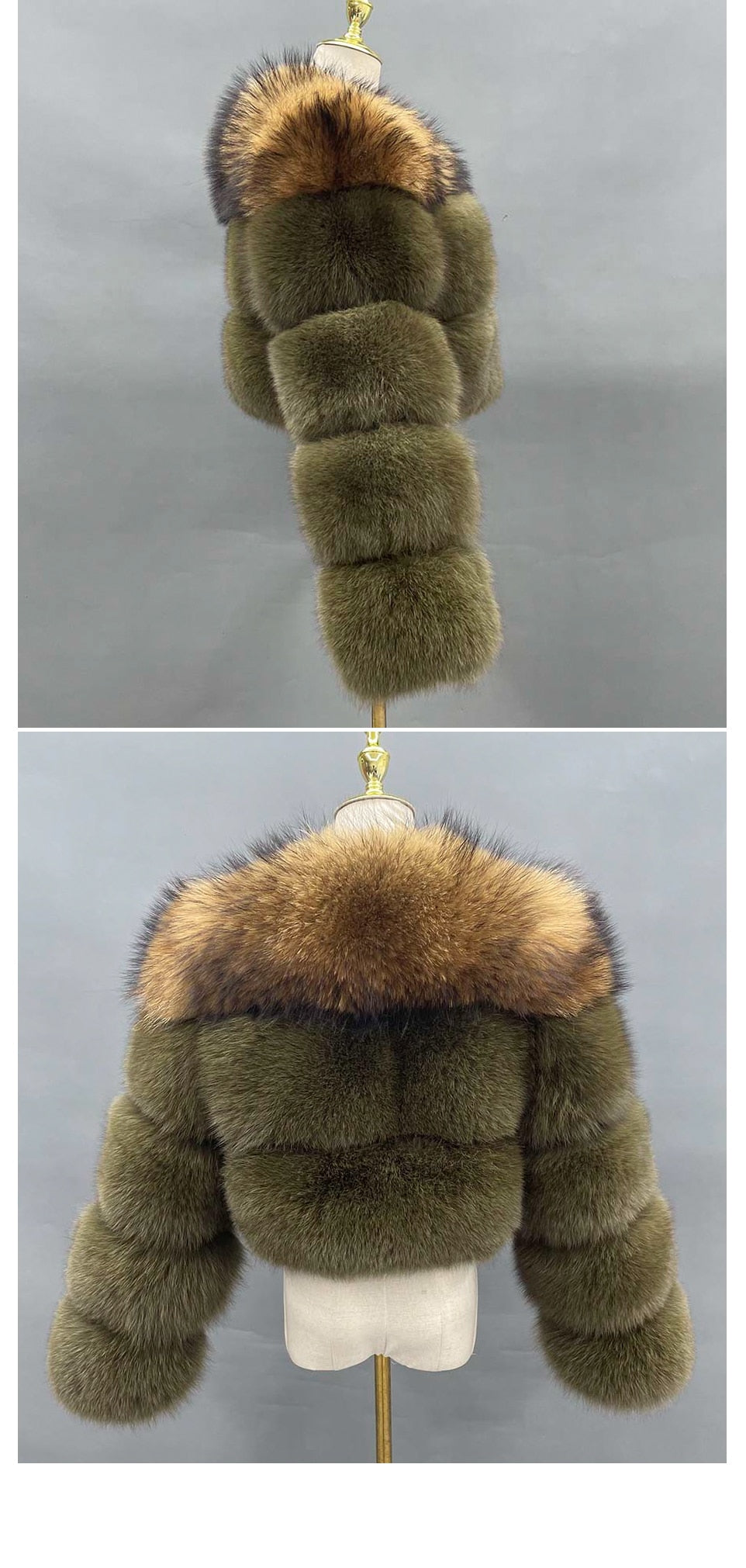 2 Tone Real Fur Short Coats